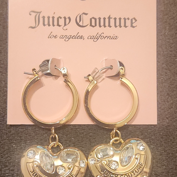 Juicy Courture Heart Dangle. Hoop Earrings1 - Picture 2 of 3